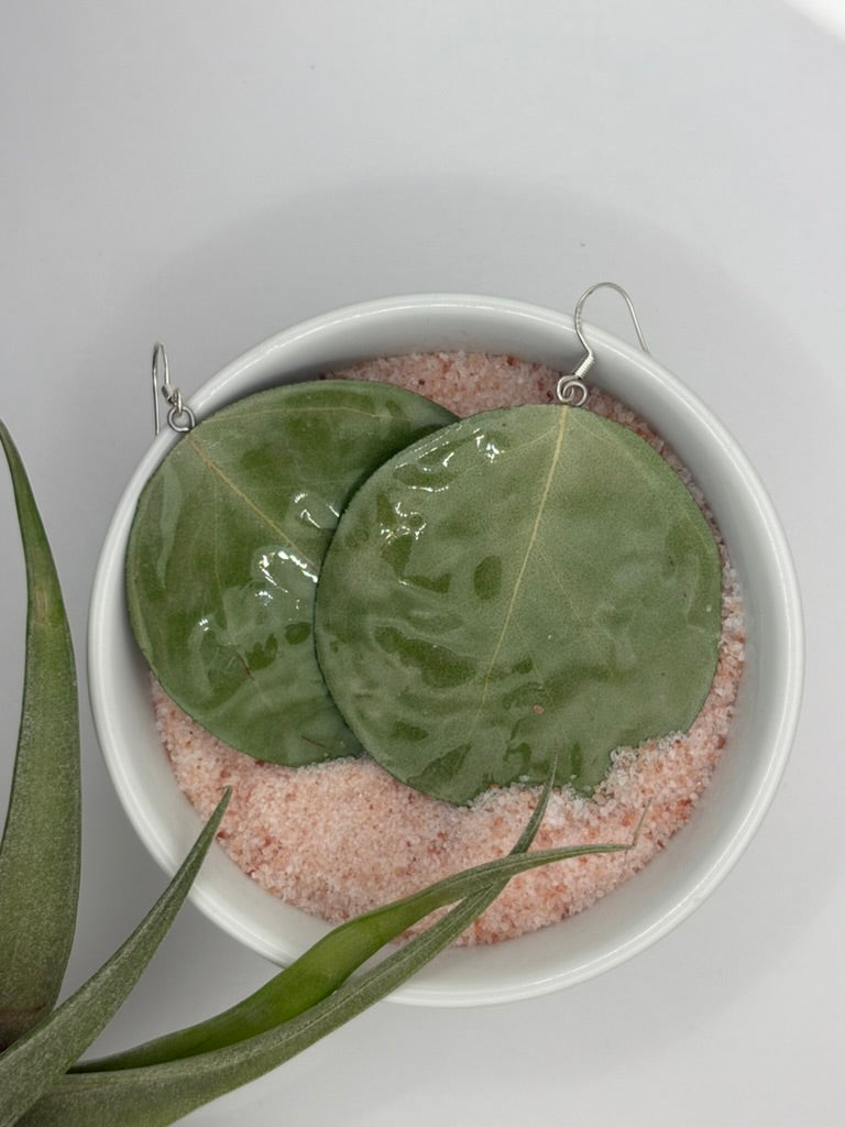 Silver Dollar Gum Circle Drop Earrings