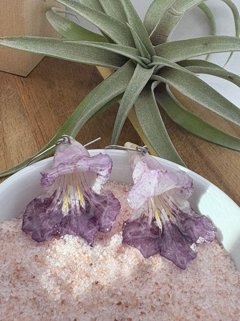 Desert Willow - Whole Flower Drop Earrings