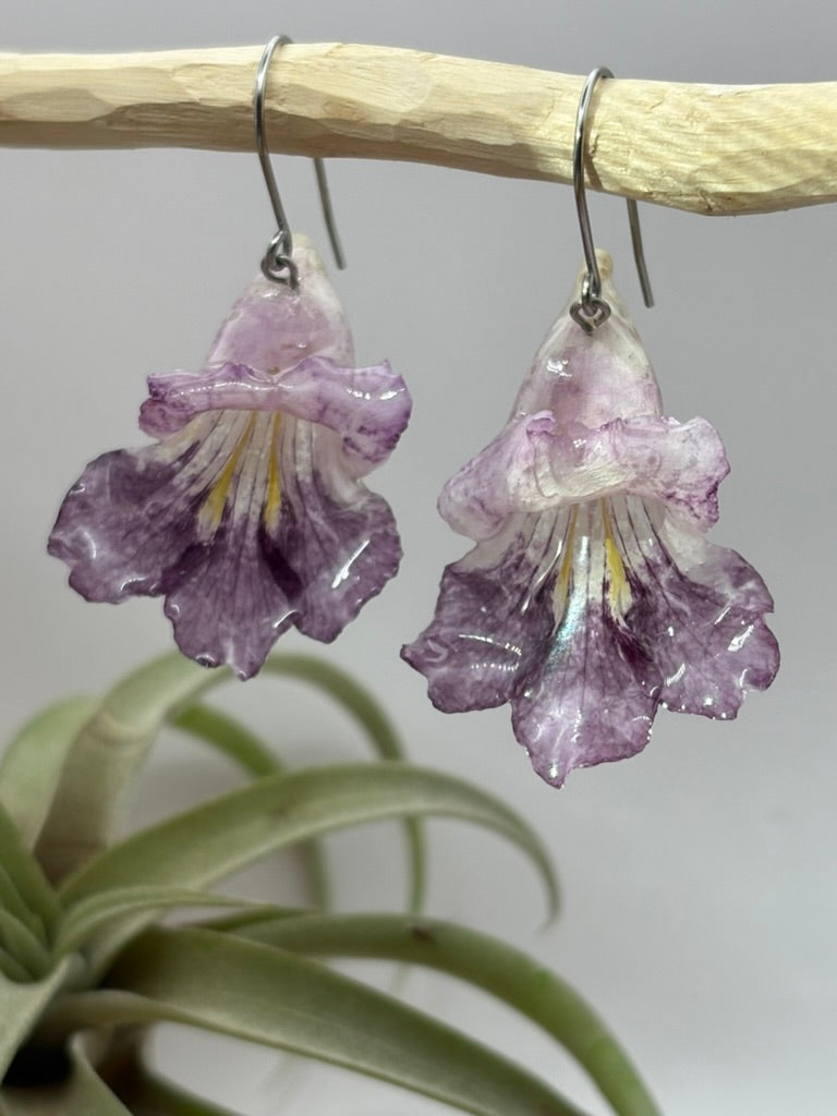 Desert Willow - Whole Flower Drop Earrings